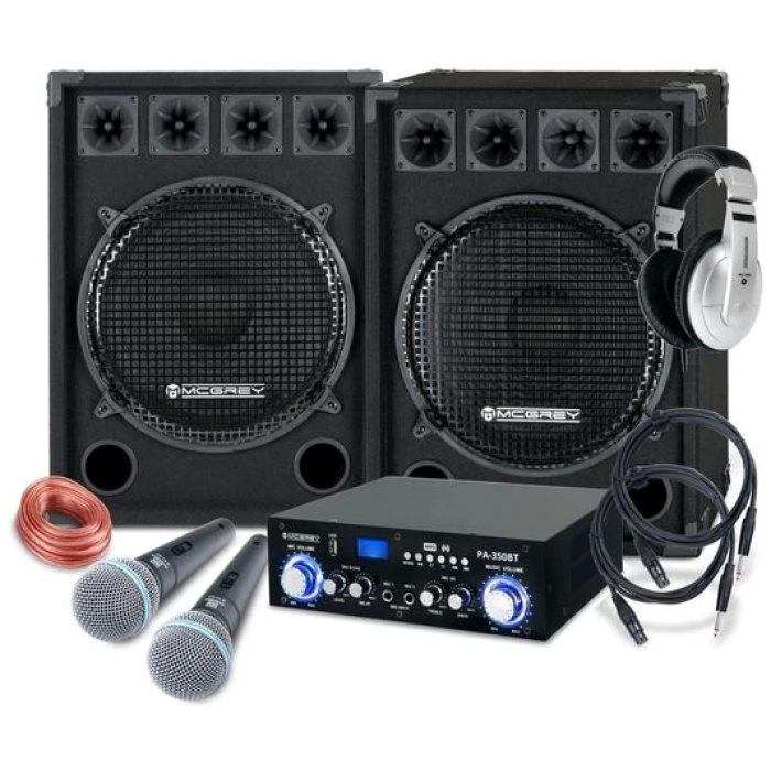 McGrey DJ Karaoke Komplettset PA Anlage Party-Lautsprecher  Subwoofer - inkl. Endstufe &