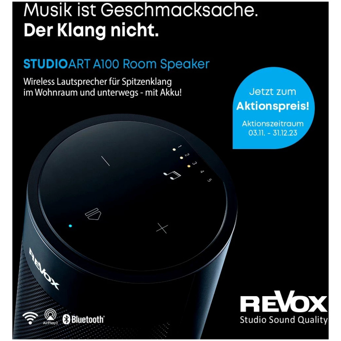 Revox STUDIOART A100 Room Speaker Lautsprecher , KleerNet, AirPlay, Analog In, 20 W, Room Speaker