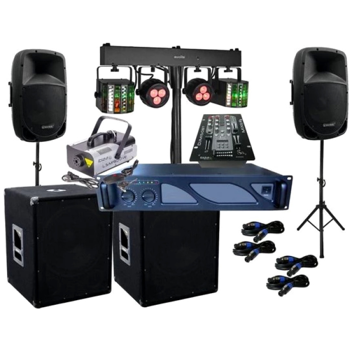 DSX DJ Komplett Set 19 Anlage Nebel LED Licht Verstärke Musikanlage Party-Lautsprecher (1500 W)